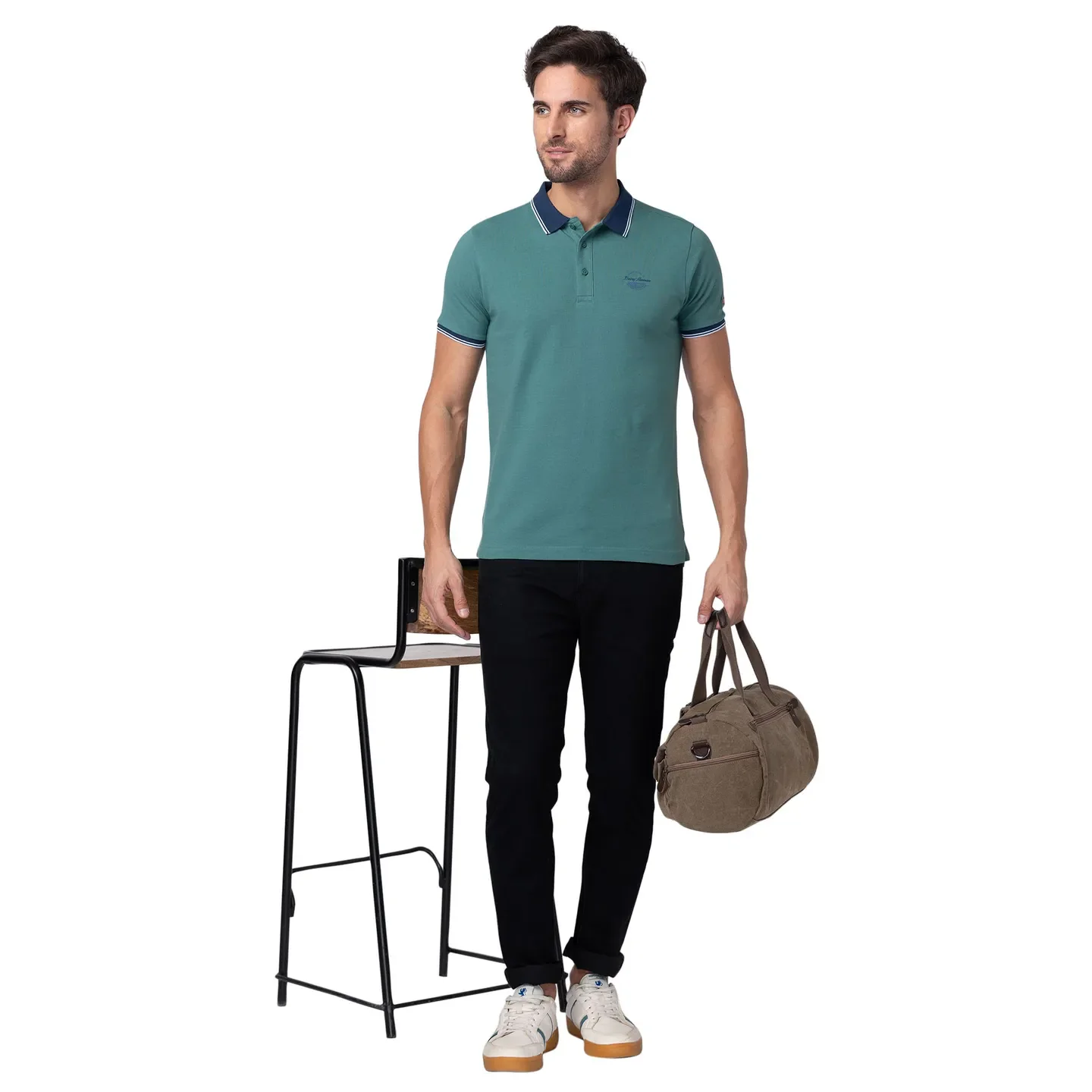 Green Regular Fit Men's Polo T-Shirt by Being Human Clothing - Image 6