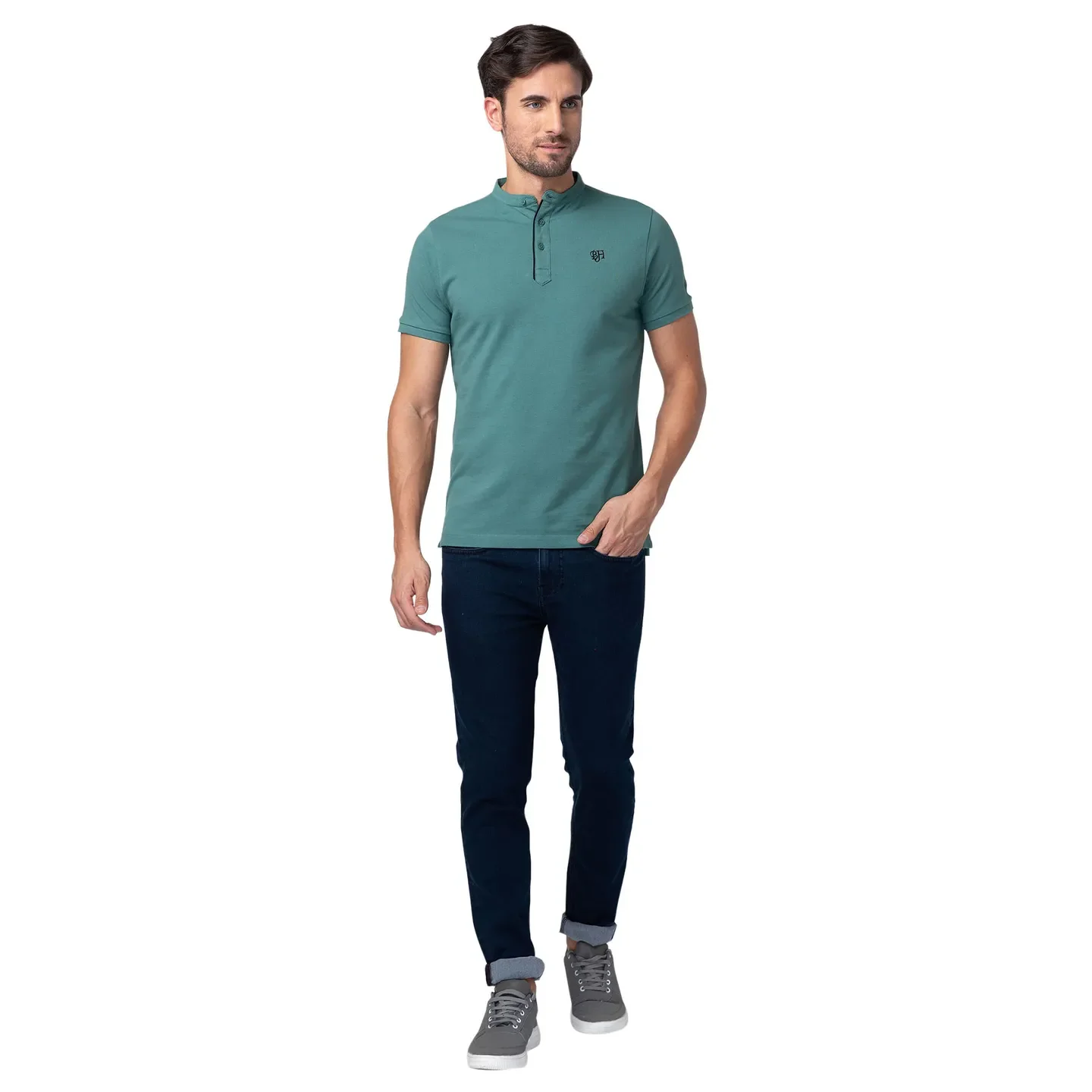 Green Regular Fit Men's Polo T-Shirt by Being Human Clothing - Image 2