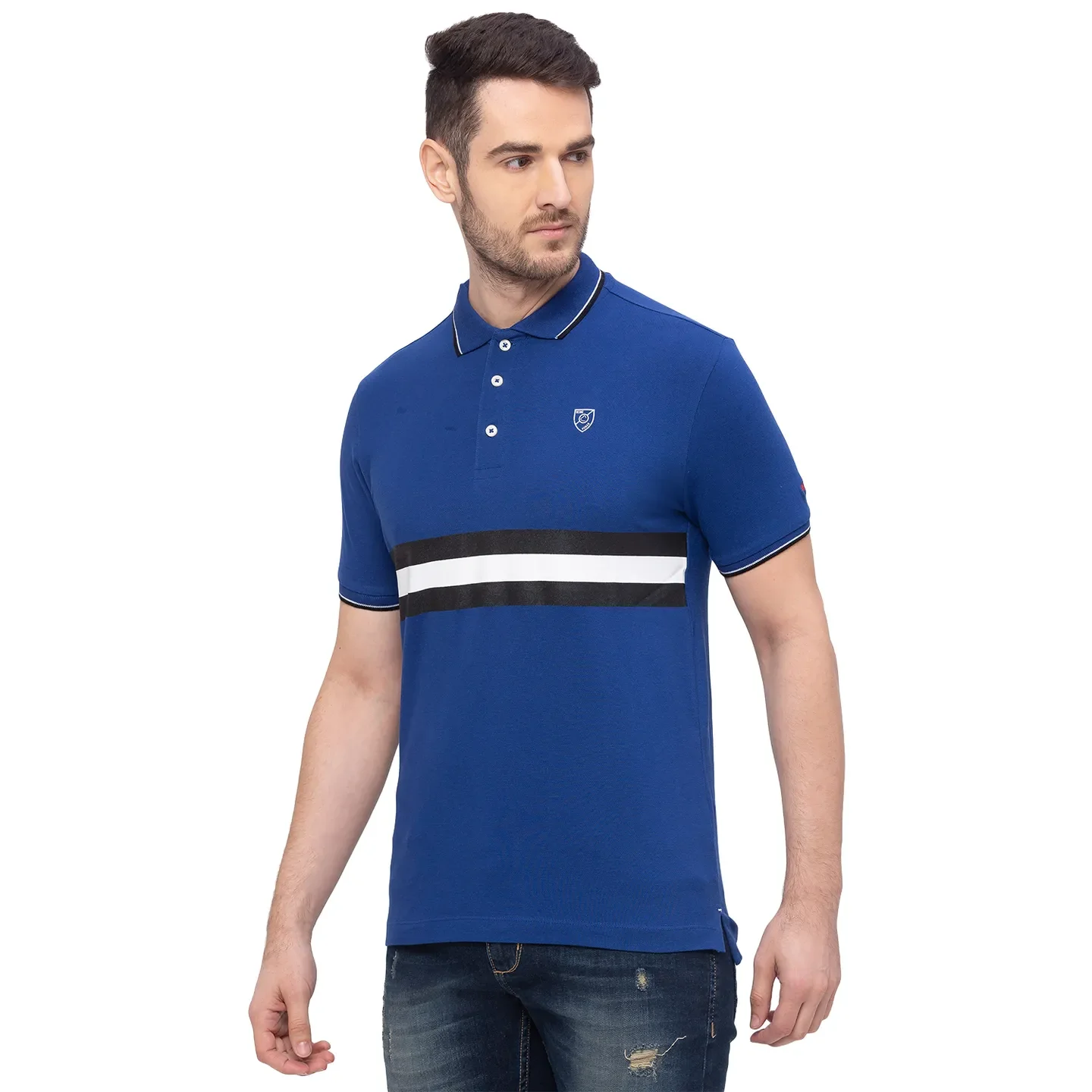 Blue Regular Fit Men's Polo T-Shirt by Being Human Clothing - Image 2
