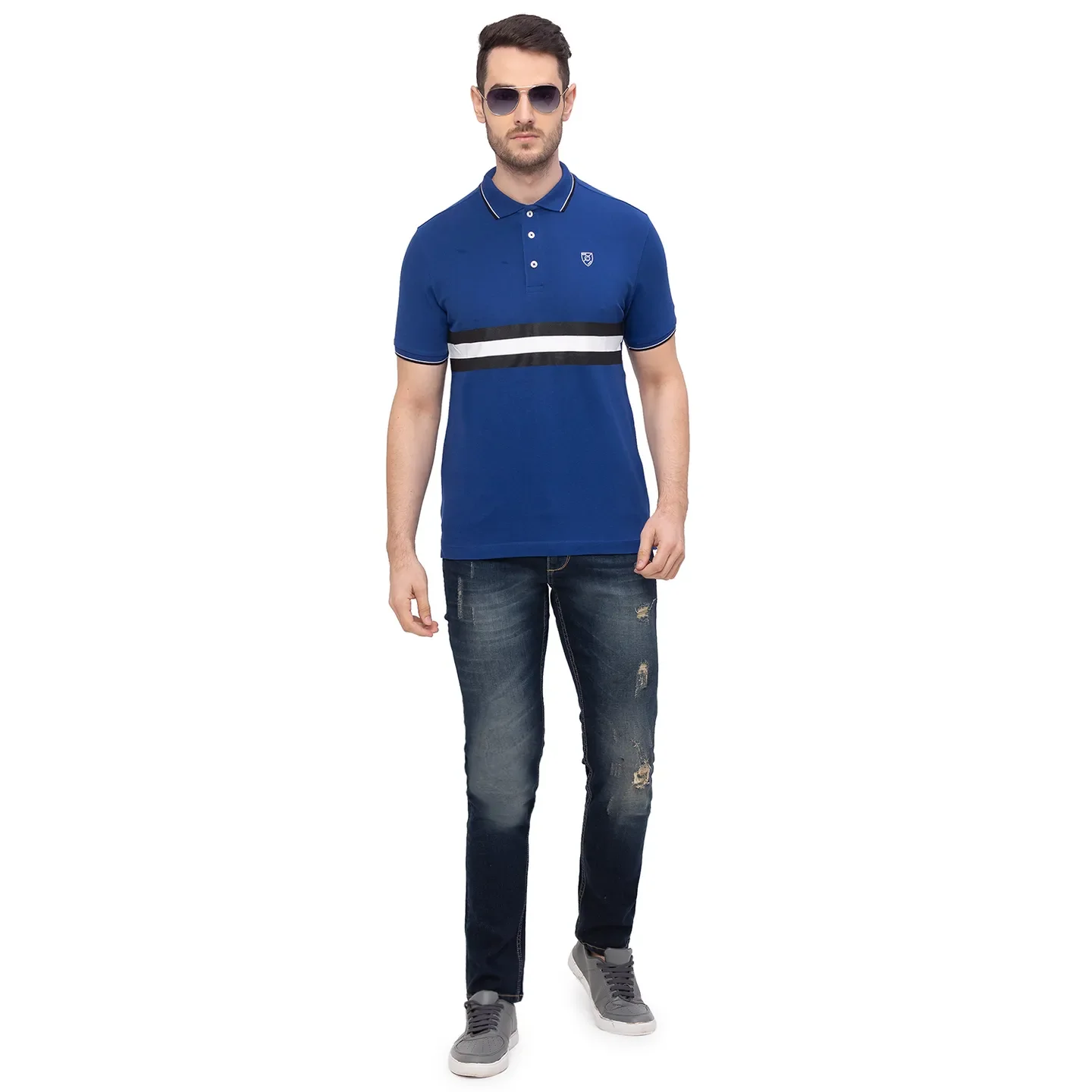 Blue Regular Fit Men's Polo T-Shirt by Being Human Clothing - Image 6