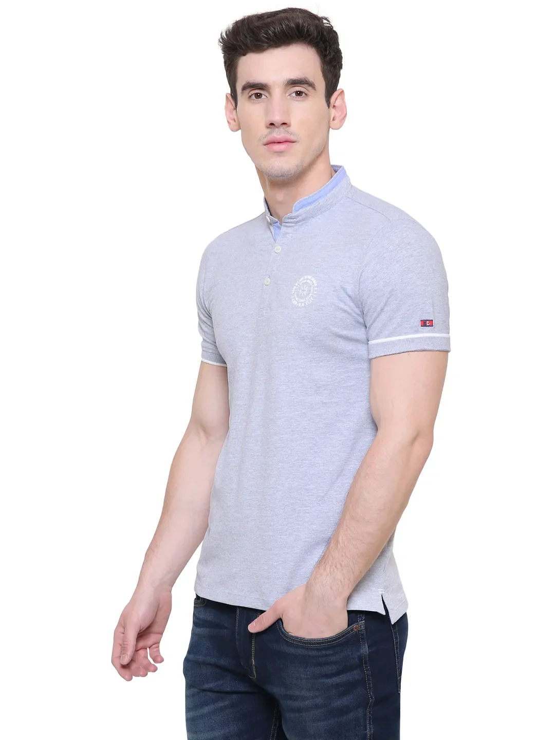 Grey Regular Fit Men's Polo T-Shirt by Being Human Clothing - Image 2