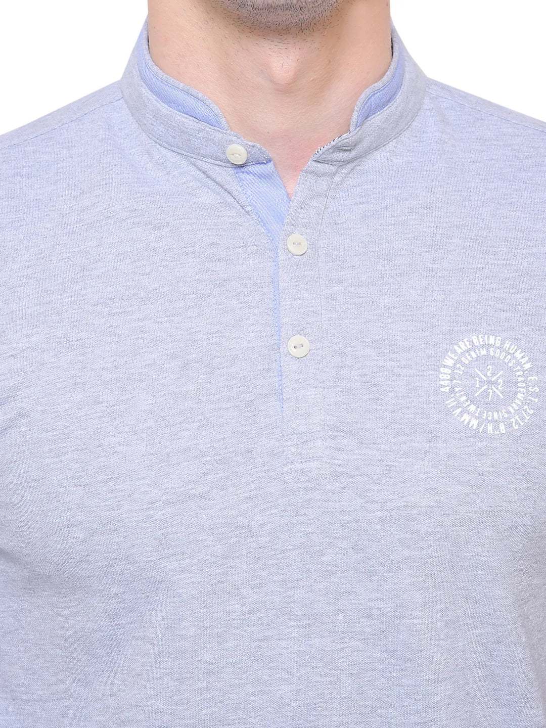 Grey Regular Fit Men's Polo T-Shirt by Being Human Clothing - Image 5