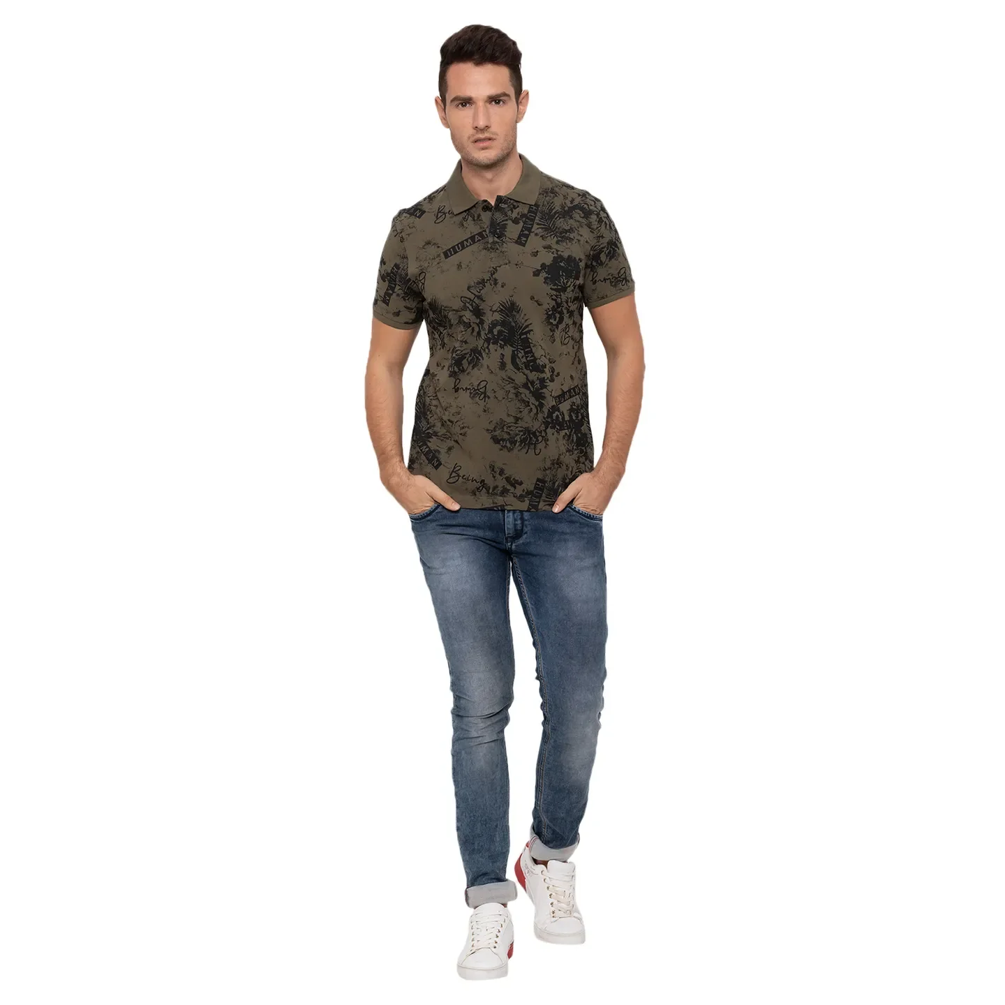 Green Regular Fit Men's Polo T-Shirt by Being Human Clothing - Image 2