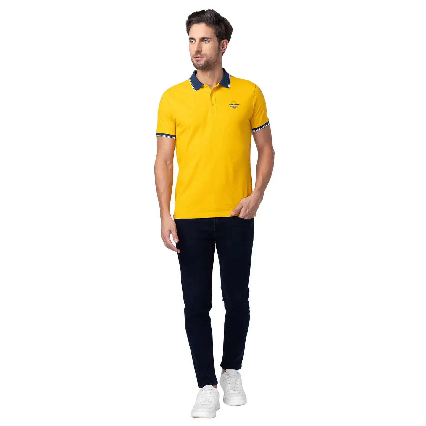Yellow Regular Fit Men's Polo T-Shirt by Being Human Clothing - Image 2