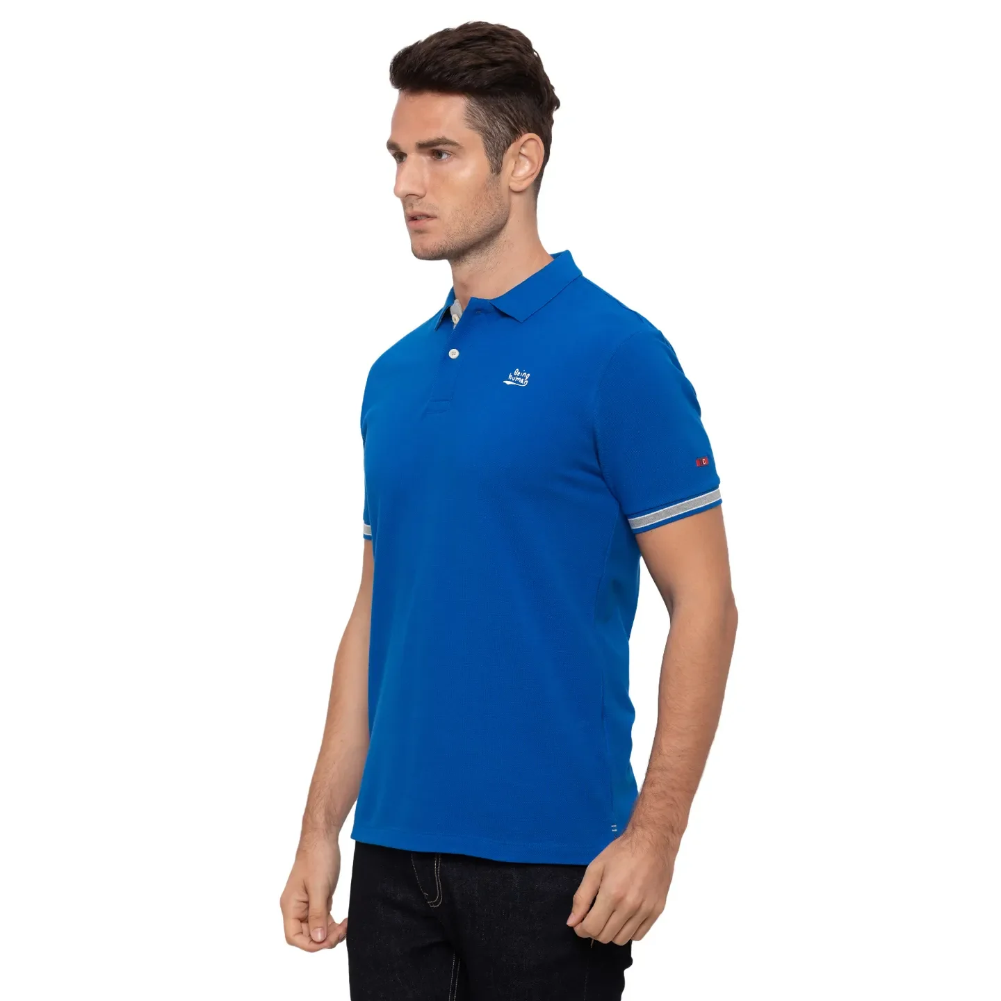 Blue Regular Fit Men's Polo T-Shirt by Being Human Clothing - Image 4