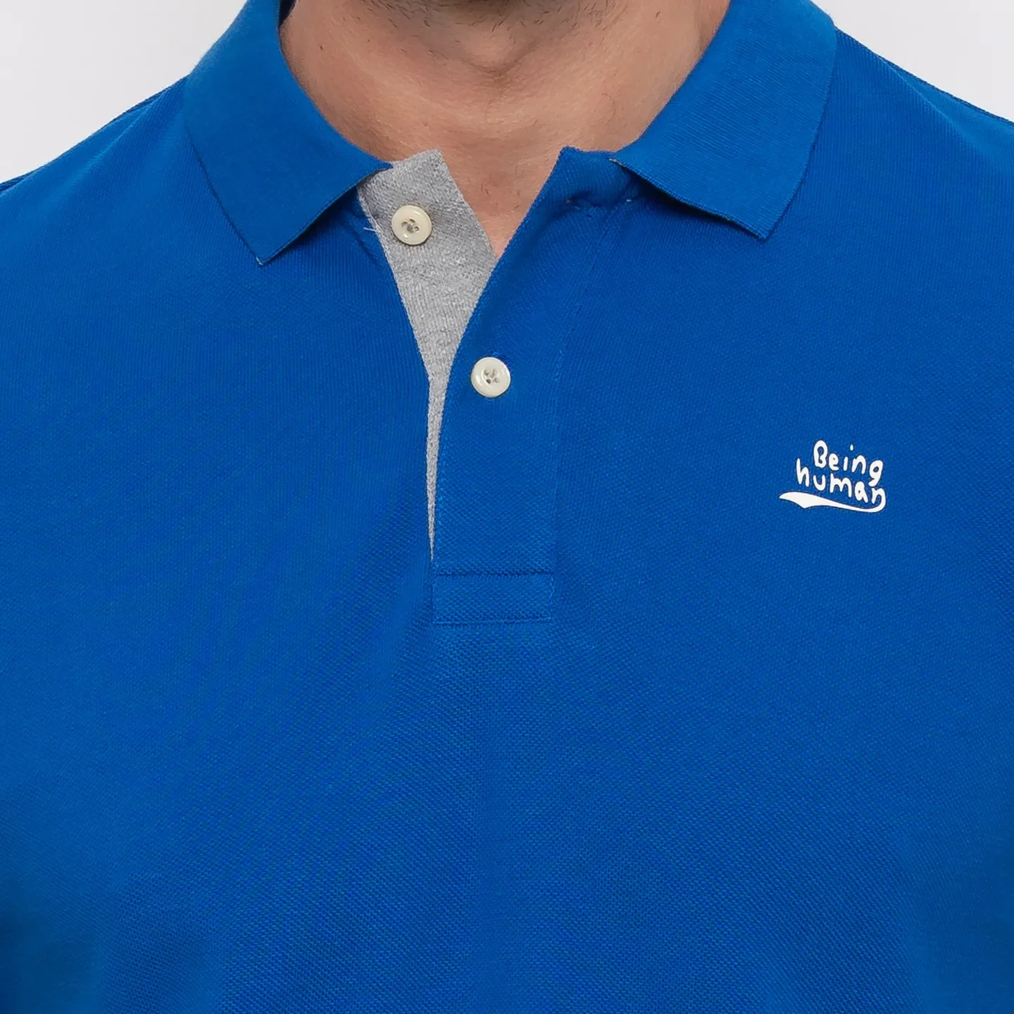 Blue Regular Fit Men's Polo T-Shirt by Being Human Clothing - Image 5