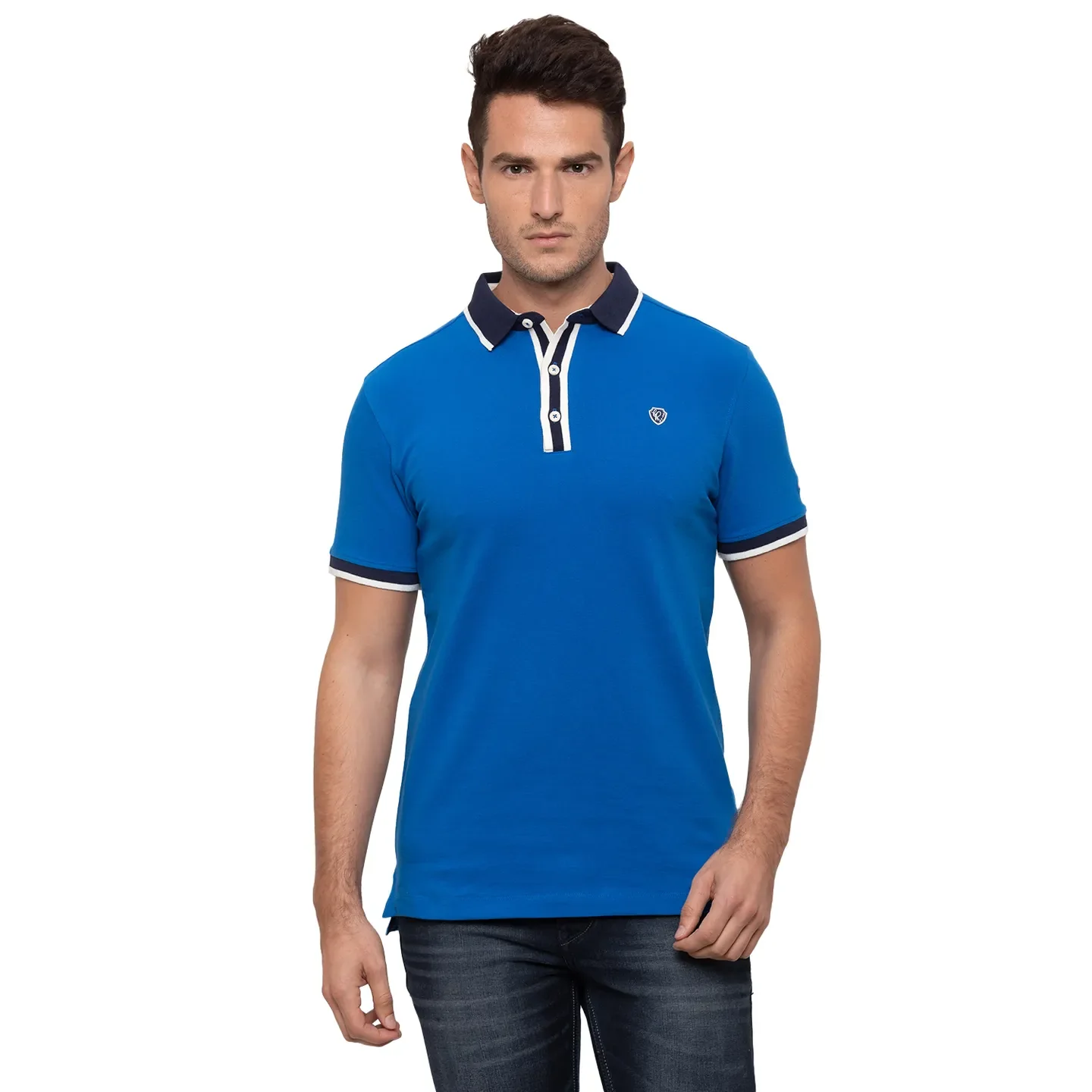 Blue Regular Fit Men's Polo T-Shirt by Being Human Clothing