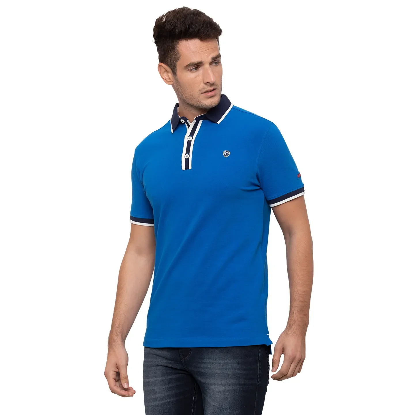 Blue Regular Fit Men's Polo T-Shirt by Being Human Clothing - Image 2
