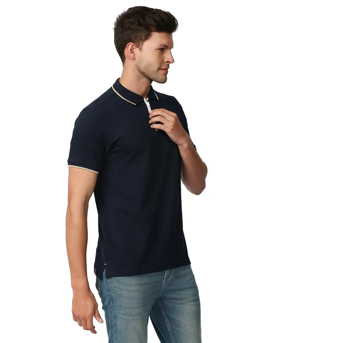 Blue Regular Fit Men's Polo T-Shirt by Being Human Clothing - Image 3