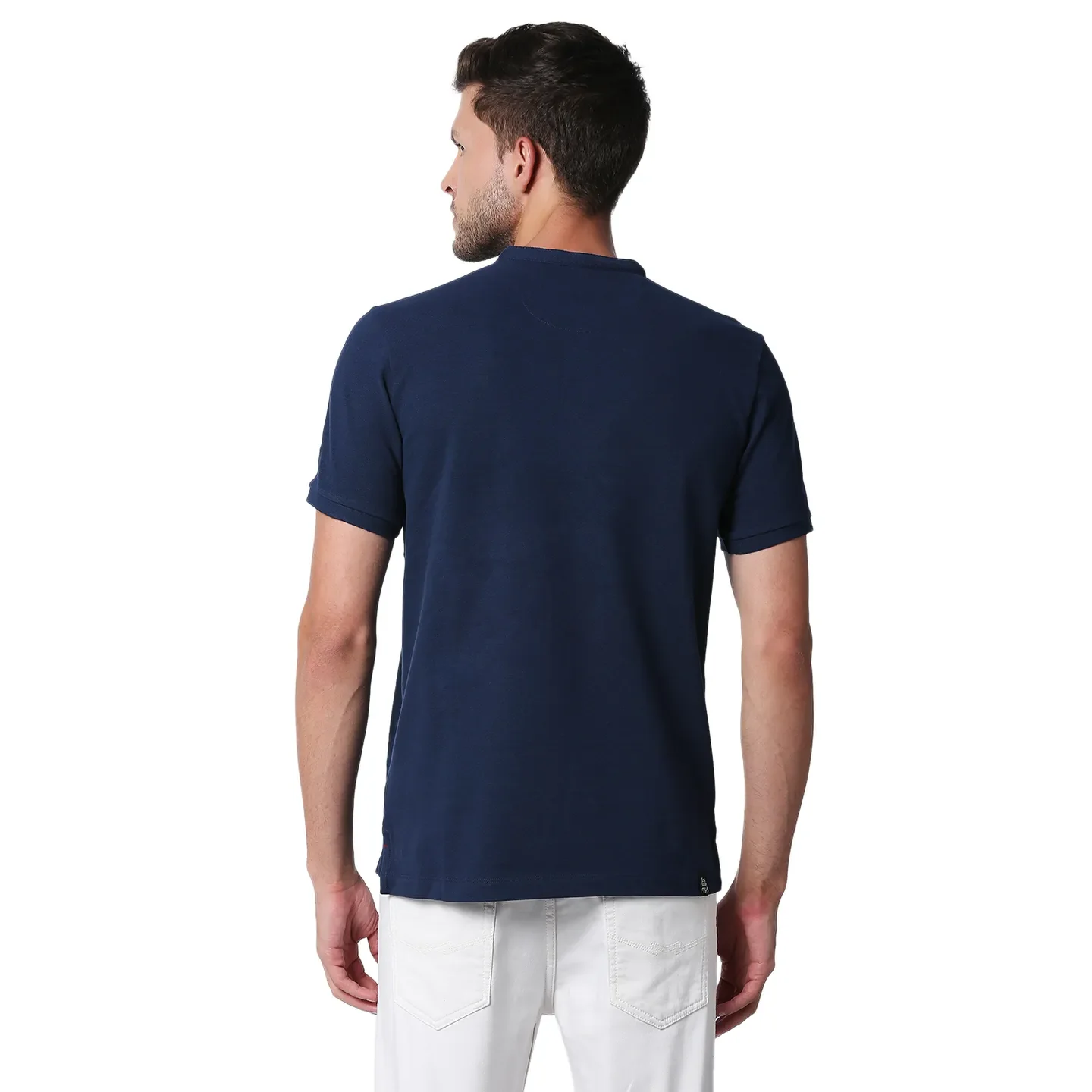 Blue Slim Straight Fit Men's Polo T-Shirt by Being Human Clothing - Image 3