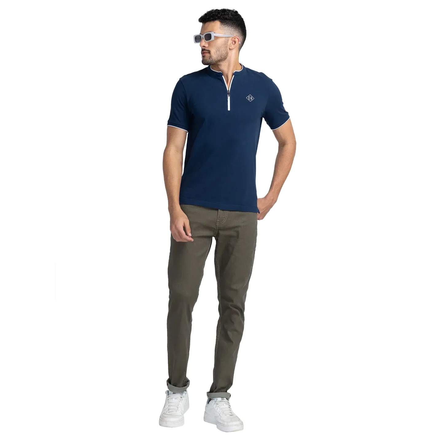 Blue Regular Fit Men's Polo T-Shirt by Being Human Clothing - Image 6