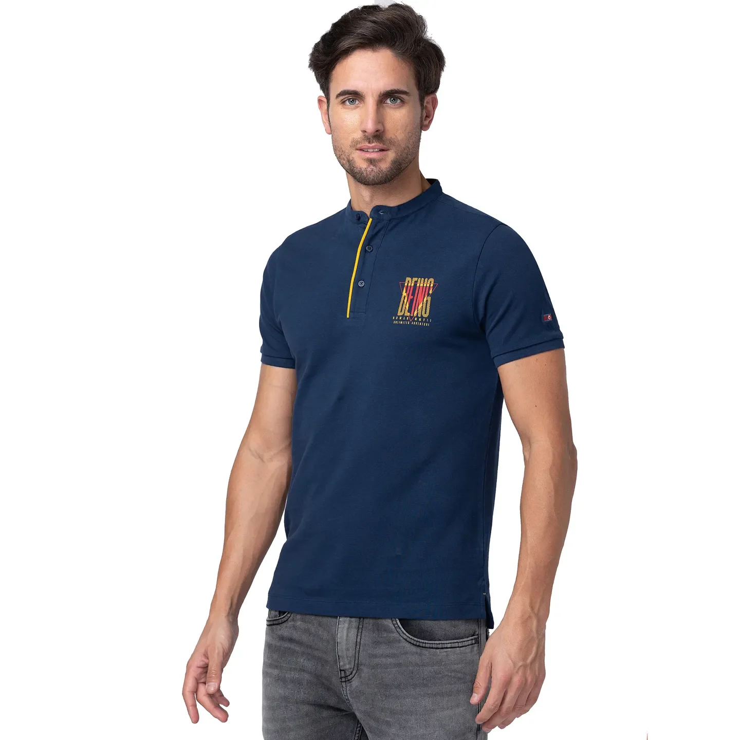 Blue Regular Fit Men's Polo T-Shirt by Being Human Clothing - Image 4