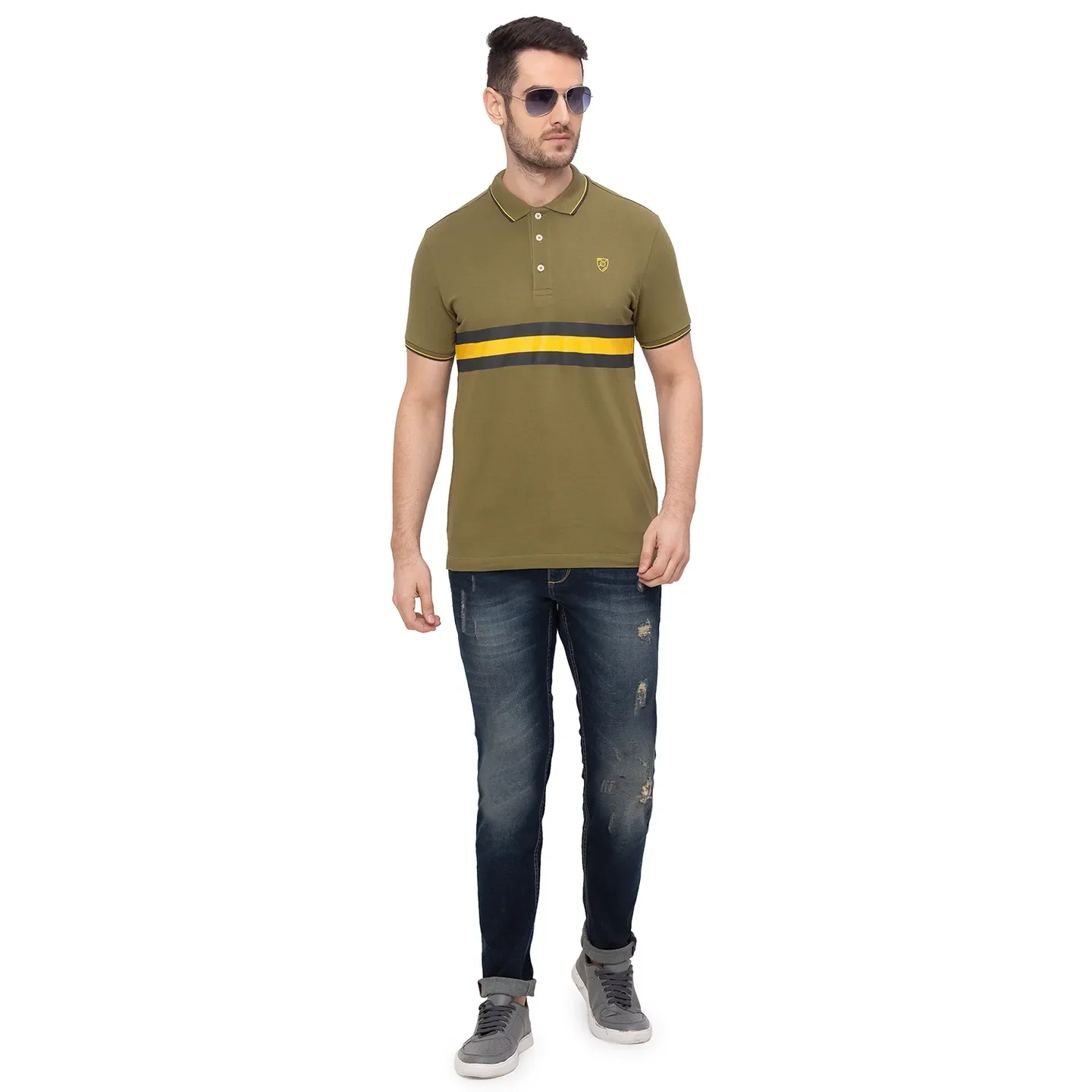 Green Regular Fit Men's Polo T-Shirt by Being Human Clothing - Image 6