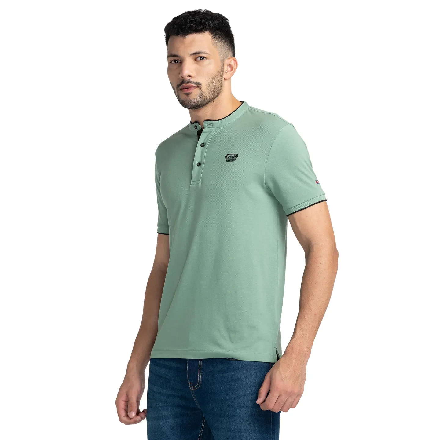 Green Regular Fit Men's Polo T-Shirt by Being Human Clothing - Image 4