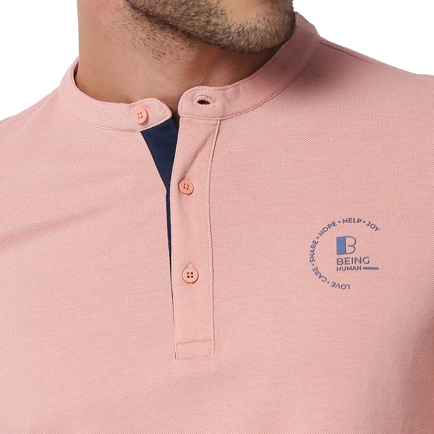 Pink Slim Straight Fit Men's Polo T-Shirt by Being Human Clothing - Image 7