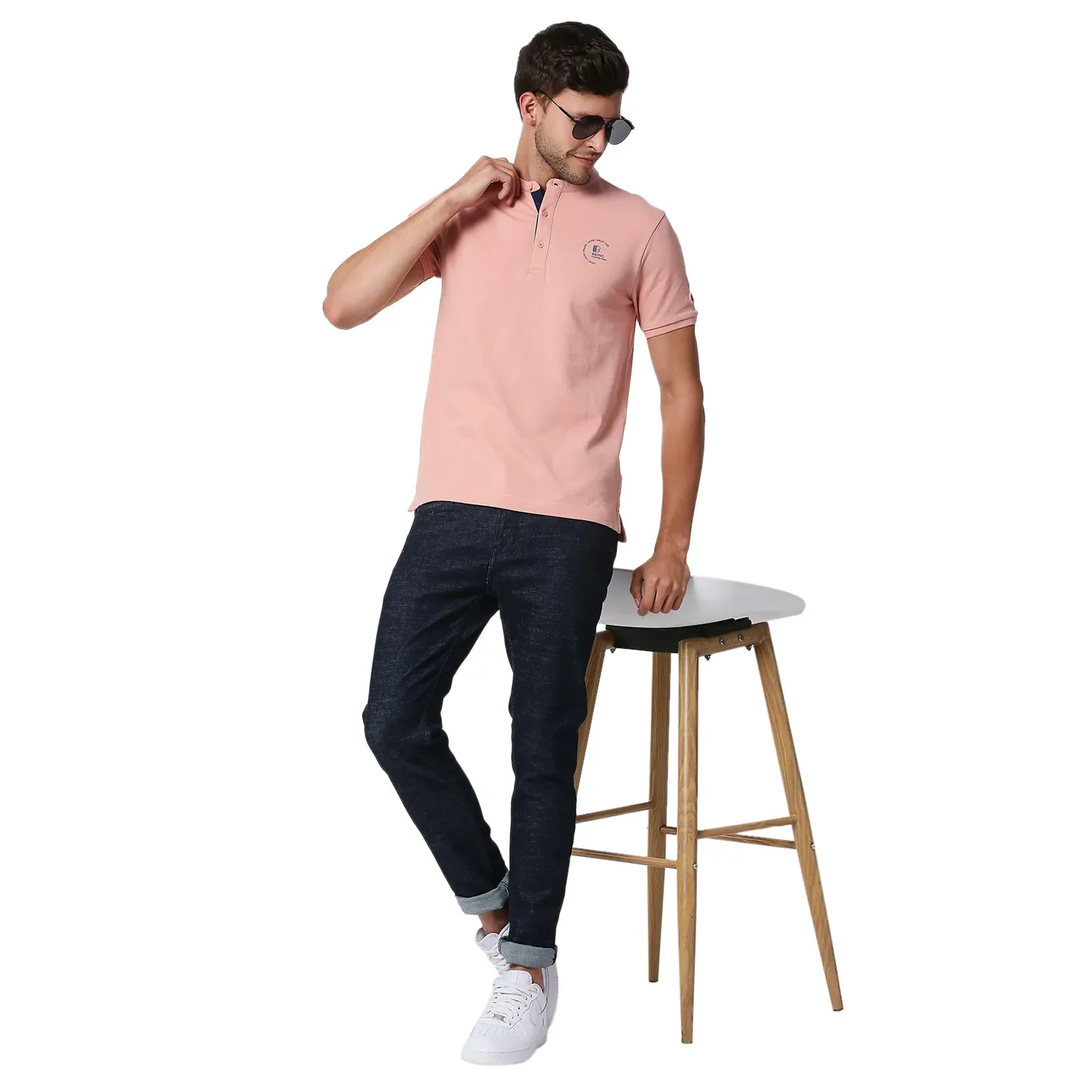 Pink Slim Straight Fit Men's Polo T-Shirt by Being Human Clothing - Image 8
