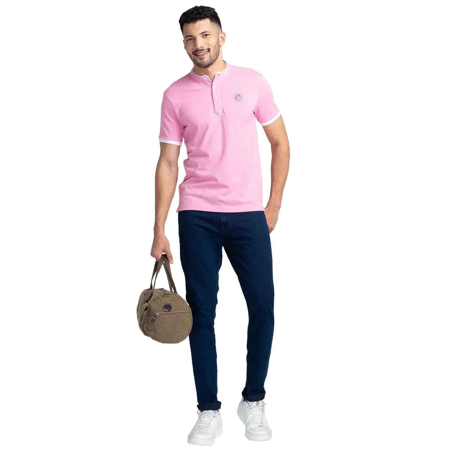 Pink Regular Fit Men's Polo T-Shirt by Being Human Clothing - Image 6