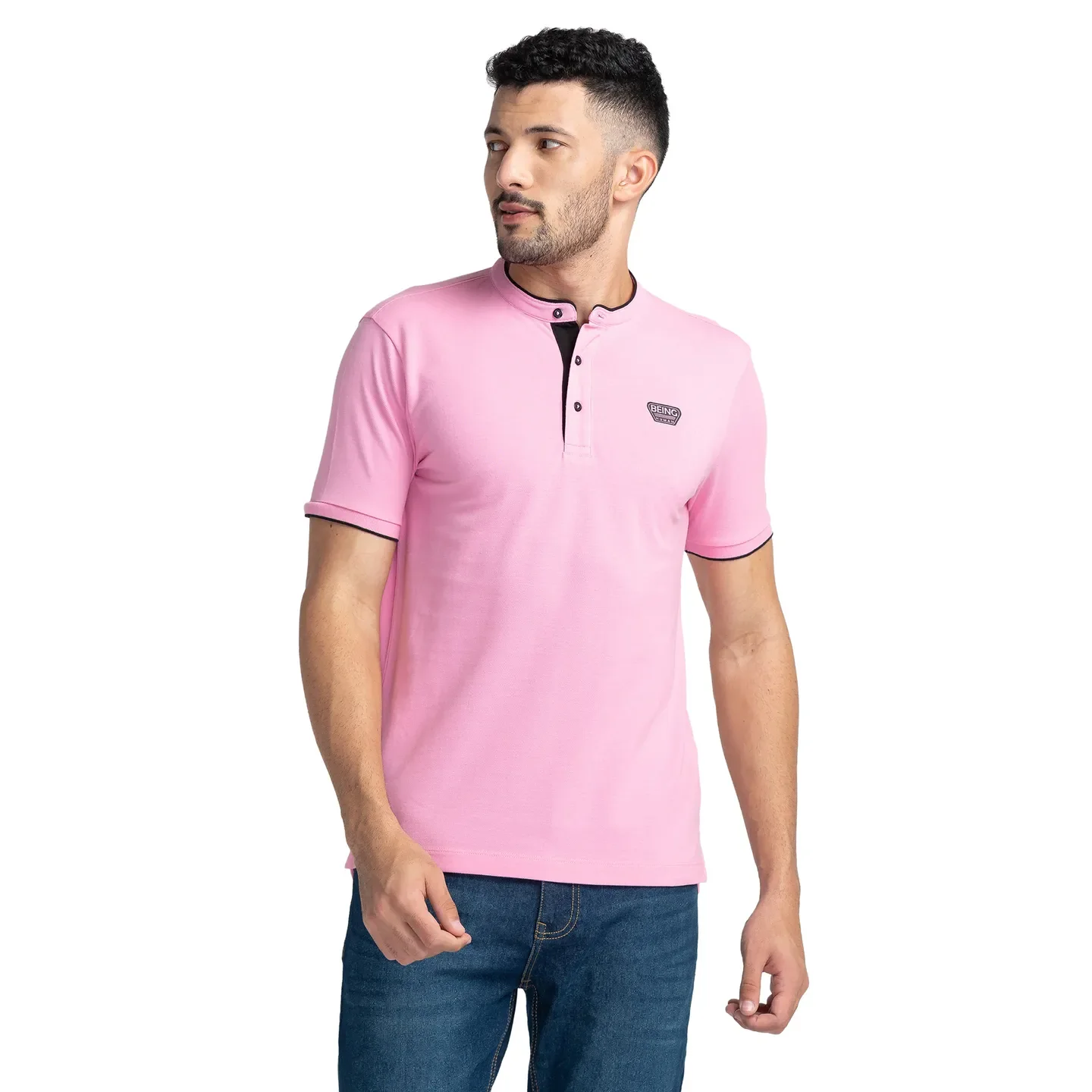 Pink Regular Fit Men's Polo T-Shirt by Being Human Clothing