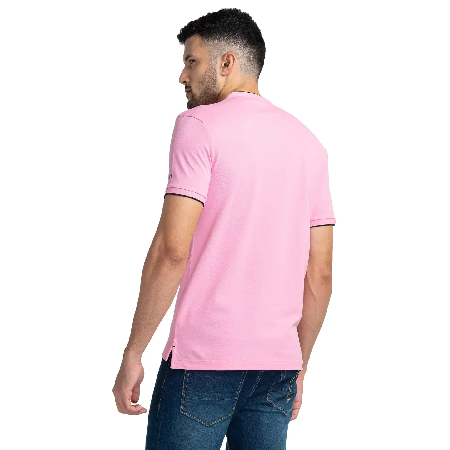 Pink Regular Fit Men's Polo T-Shirt by Being Human Clothing - Image 3