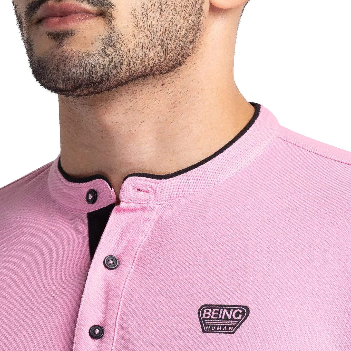 Pink Regular Fit Men's Polo T-Shirt by Being Human Clothing - Image 5