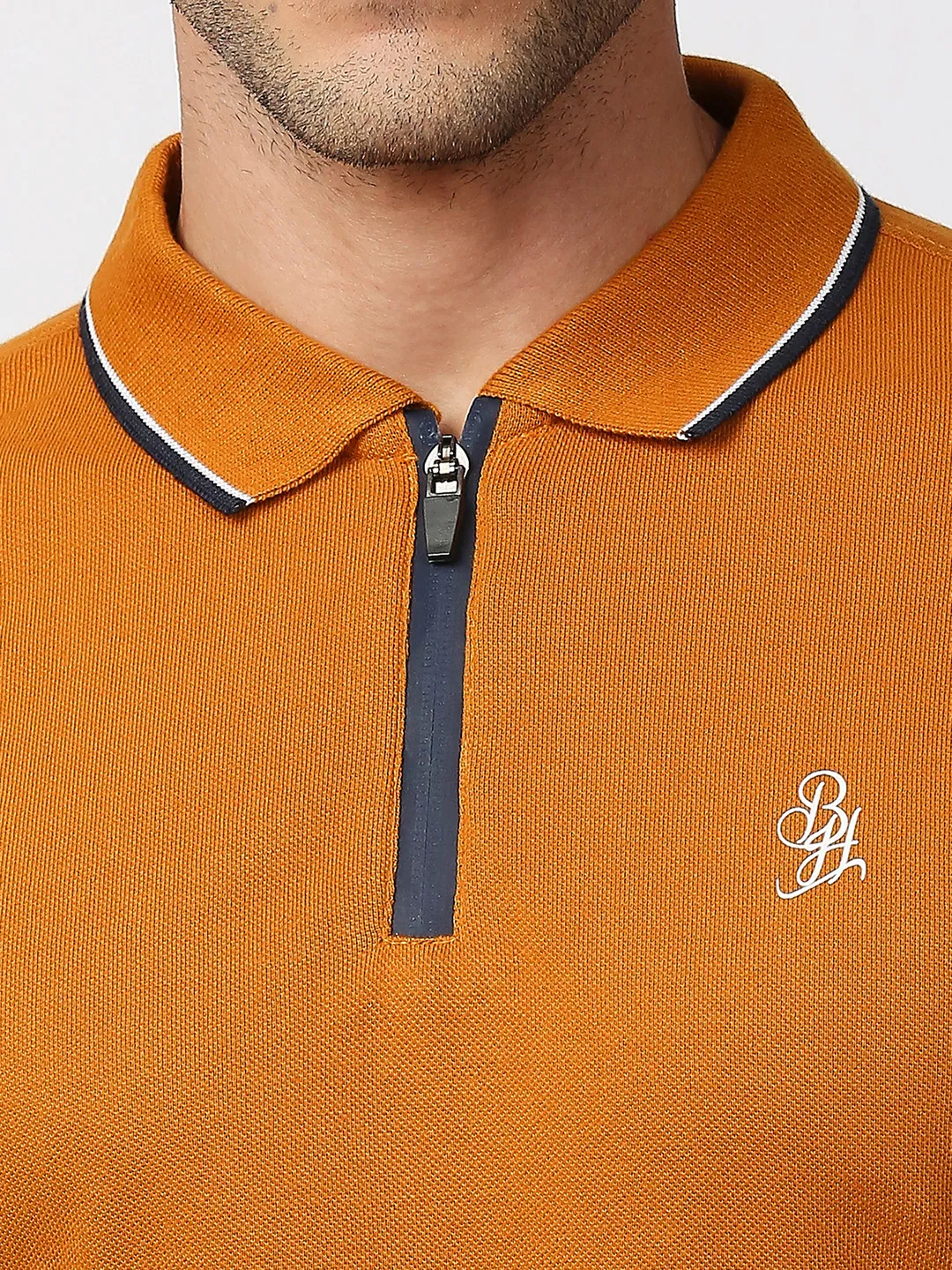 Beige Regular Fit Men's Polo T-Shirt by Being Human Clothing - Image 5
