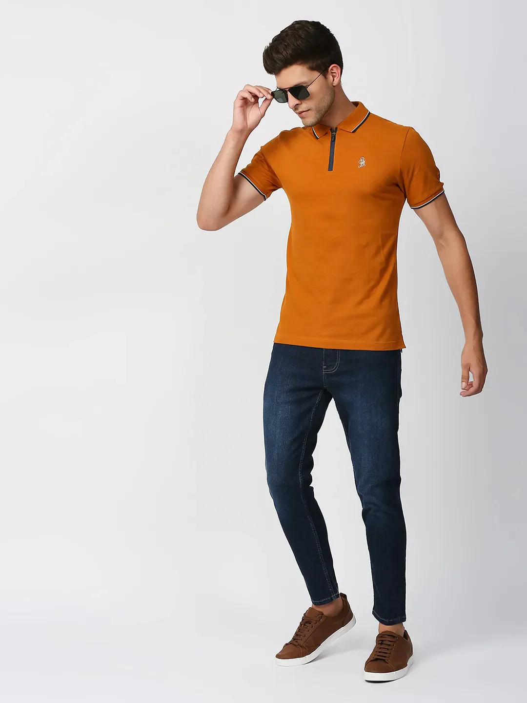 Beige Regular Fit Men's Polo T-Shirt by Being Human Clothing - Image 6