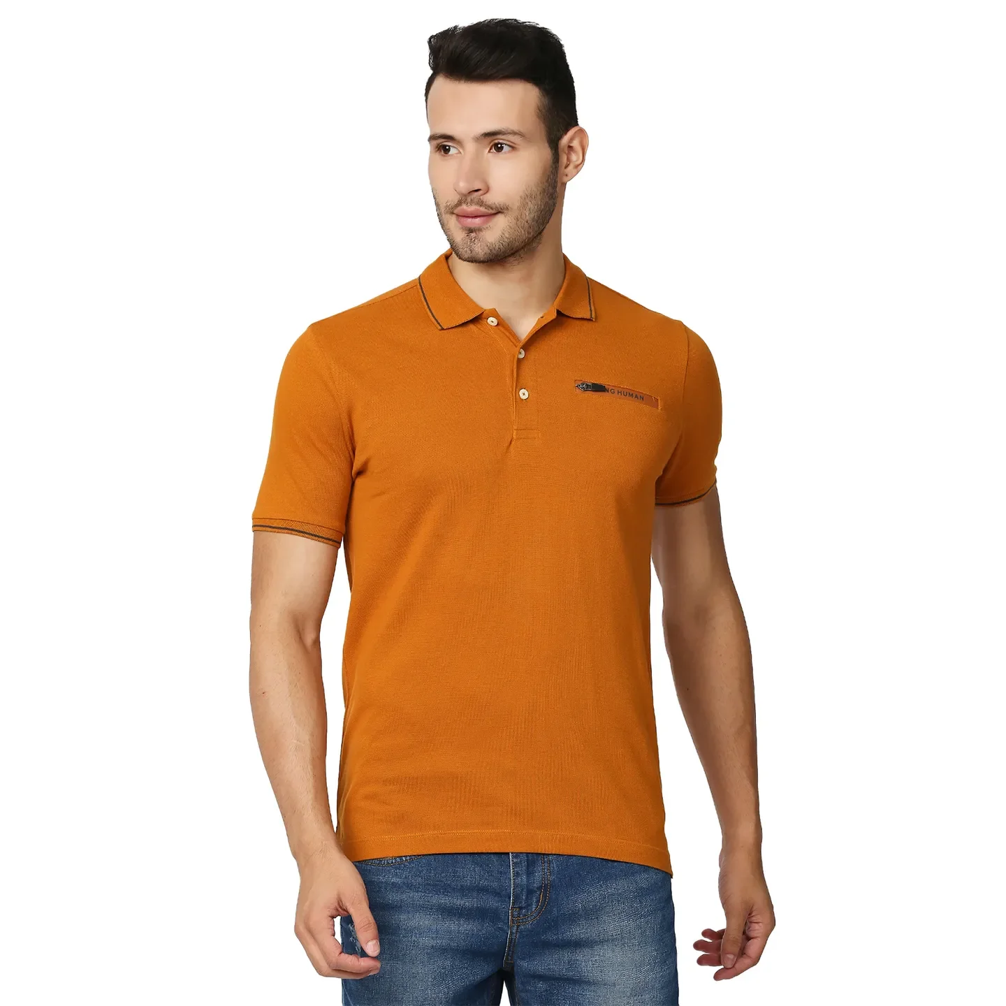 Brown Regular Fit Men's Polo T-Shirt by Being Human Clothing