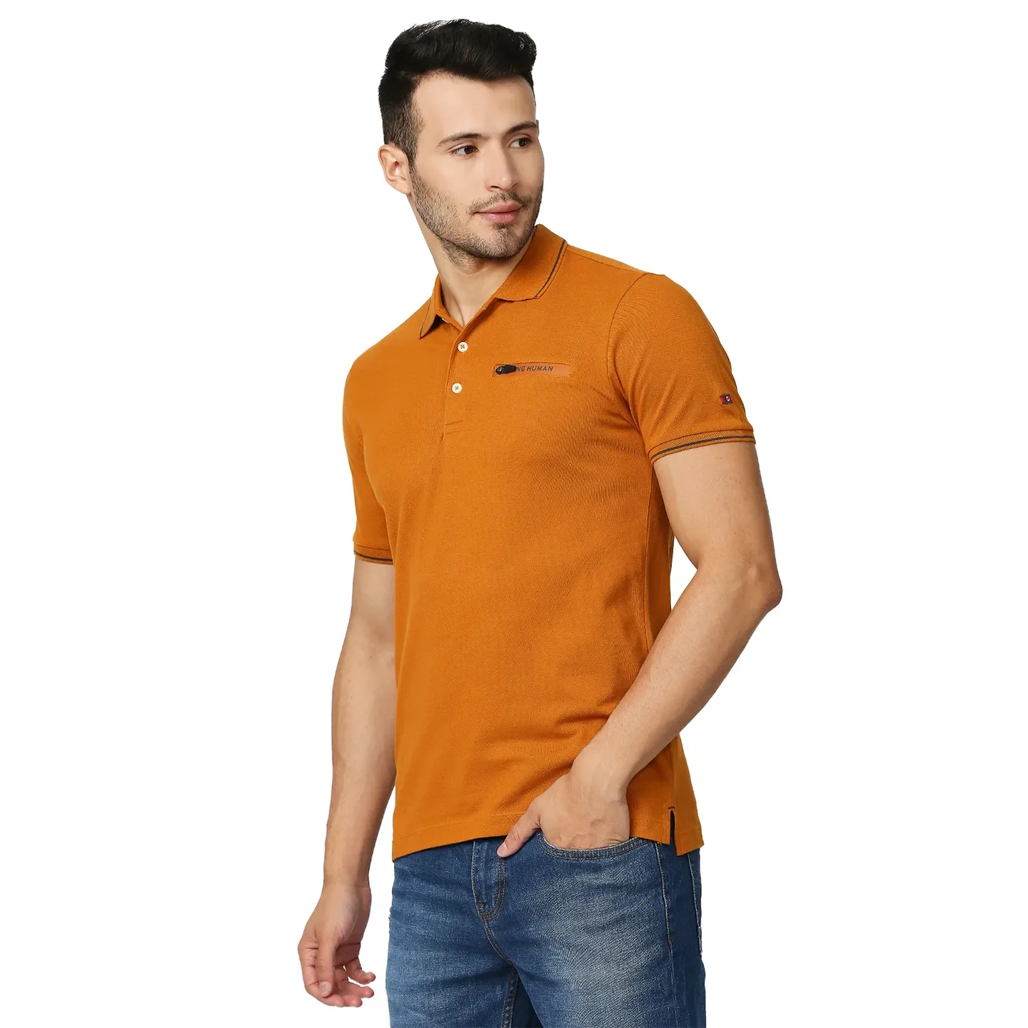 Brown Regular Fit Men's Polo T-Shirt by Being Human Clothing - Image 2