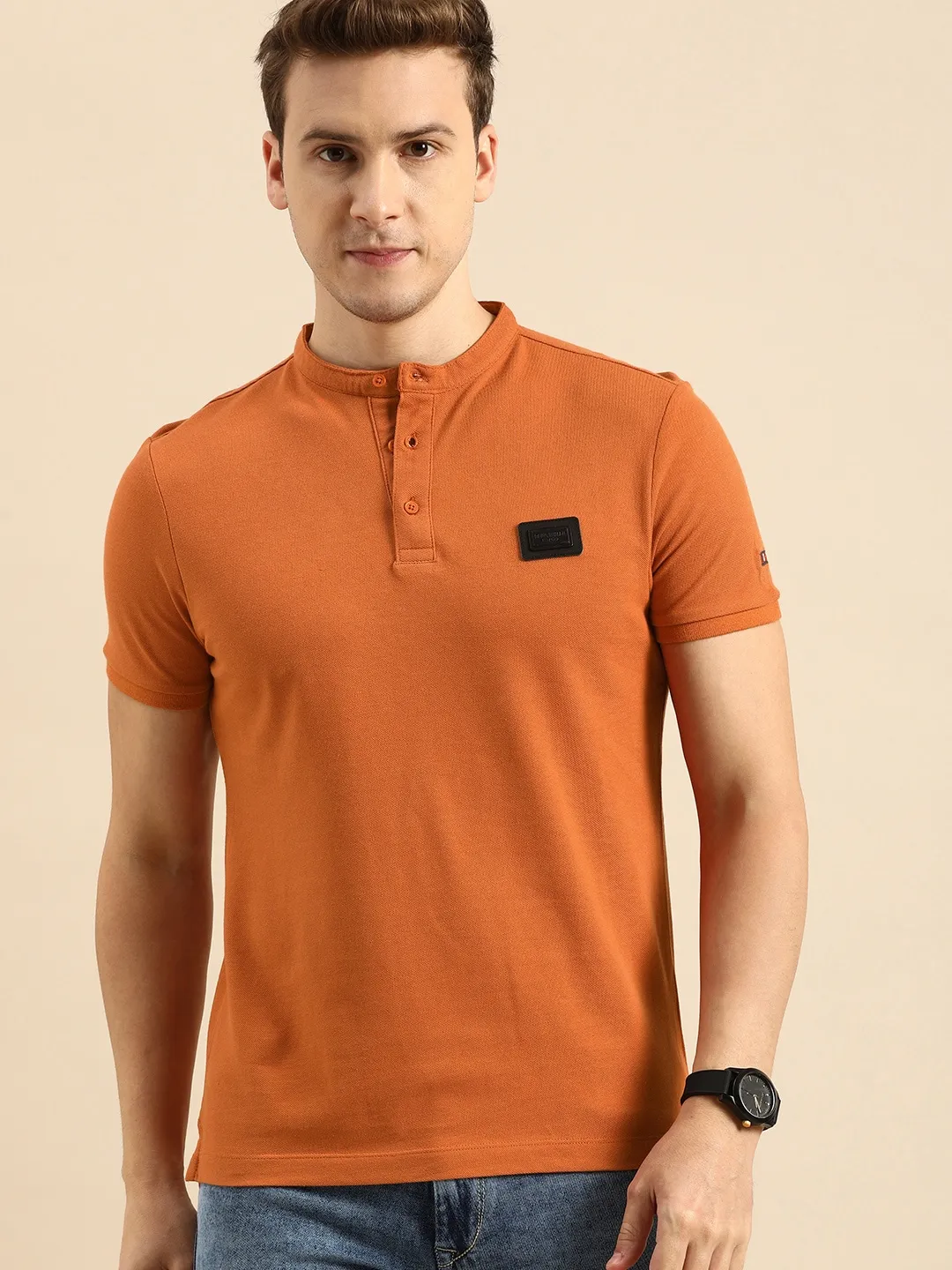 Brown Regular Fit Men's Polo T-Shirt by Being Human Clothing