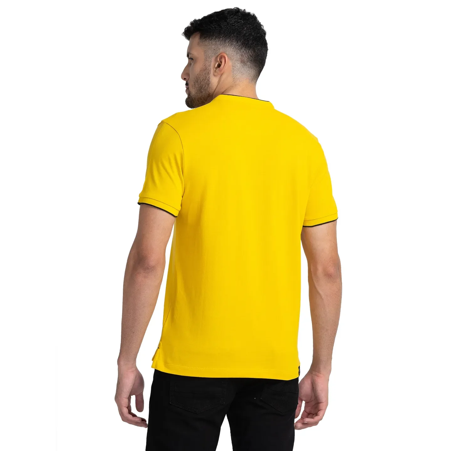 Yellow Regular Fit Men's Polo T-Shirt by Being Human Clothing - Image 3
