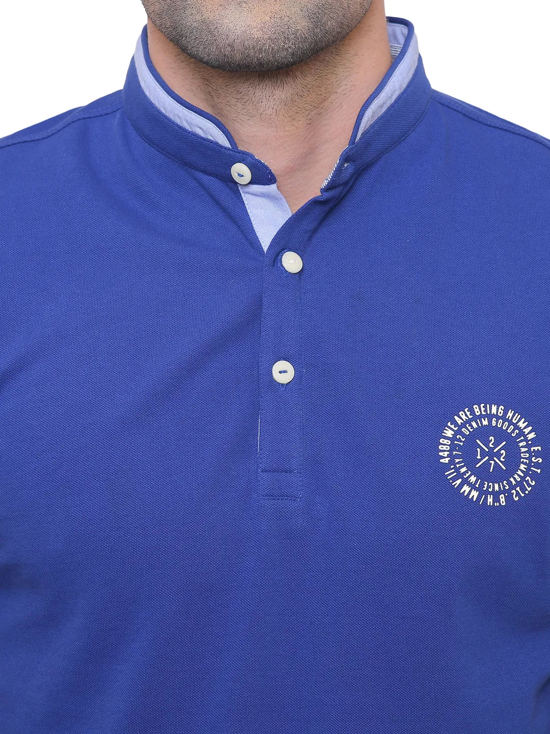 Blue Regular Fit Men's Polo T-Shirt by Being Human Clothing - Image 6