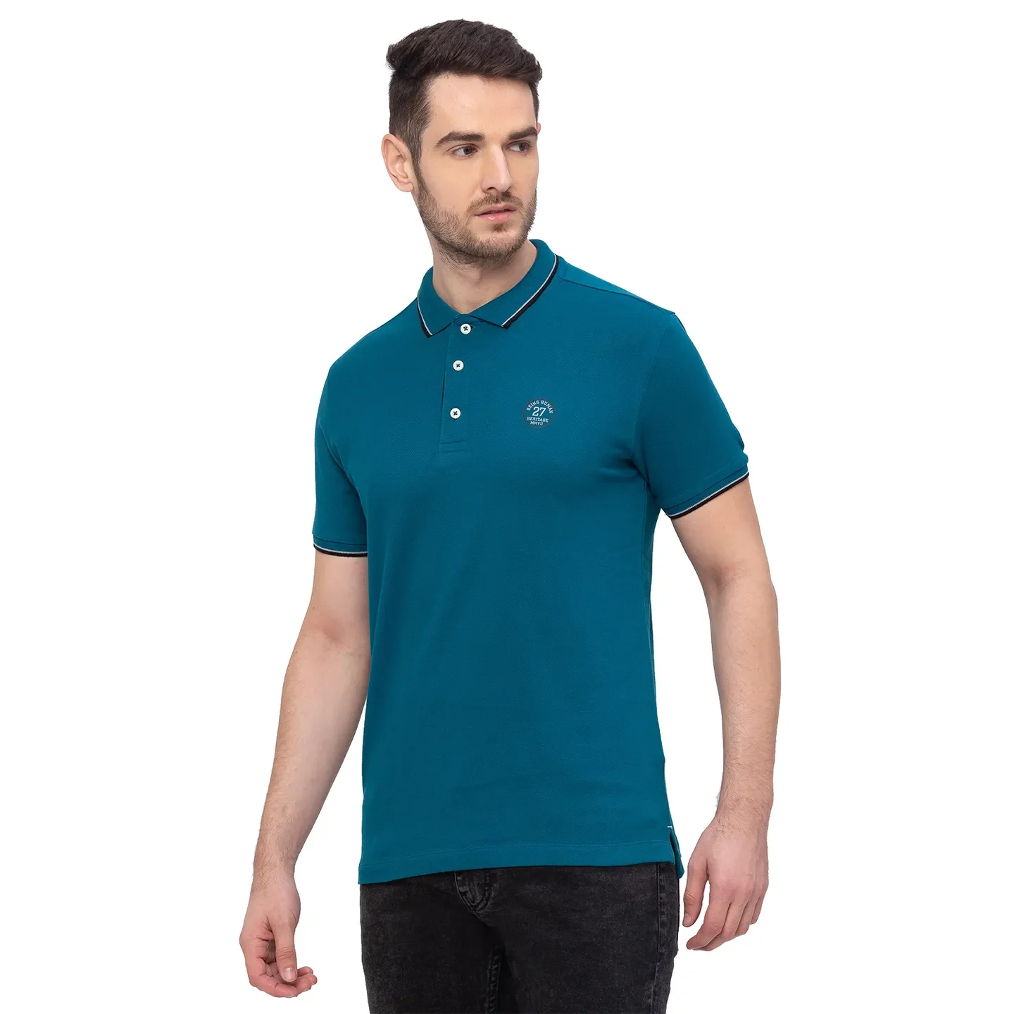 Blue Regular Fit Men's Polo T-Shirt by Being Human Clothing - Image 2