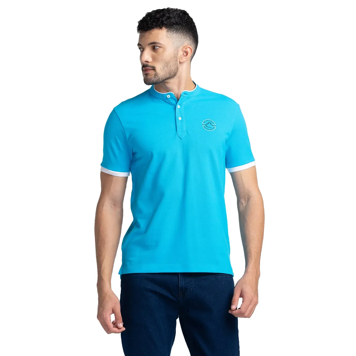 Blue Regular Fit Men's Polo T-Shirt by Being Human Clothing