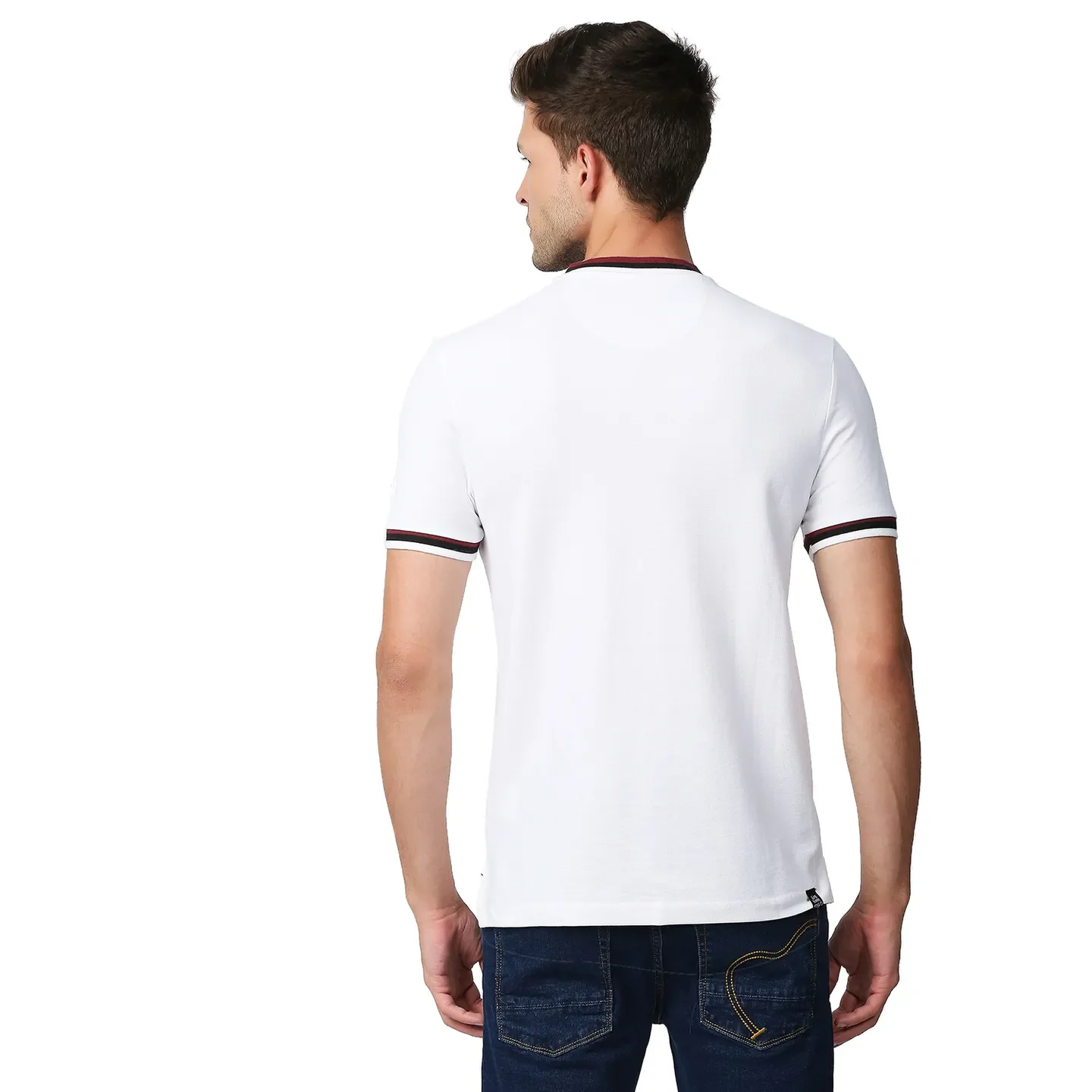 White Regular Fit Men's Polo T-Shirt by Being Human Clothing - Image 4