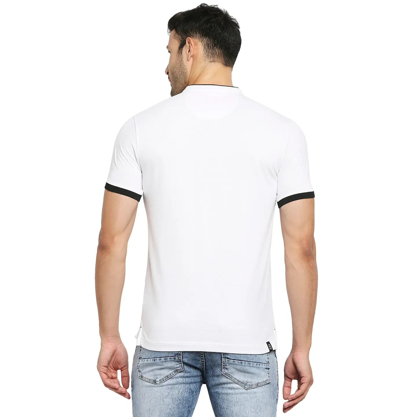White Regular Fit Men's Polo T-Shirt by Being Human Clothing - Image 4
