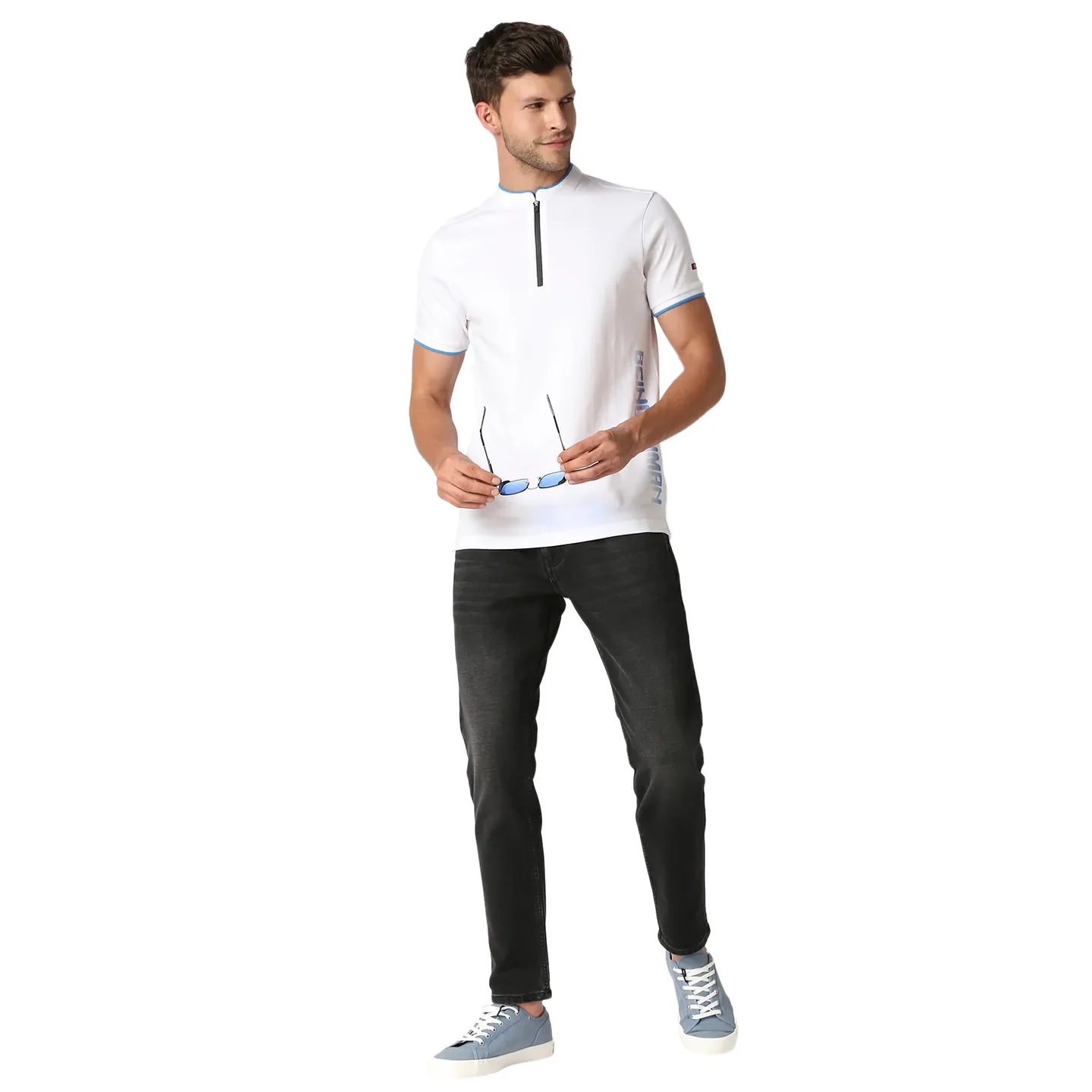 White Slim Straight Fit Men's Polo T-Shirt by Being Human Clothing - Image 6