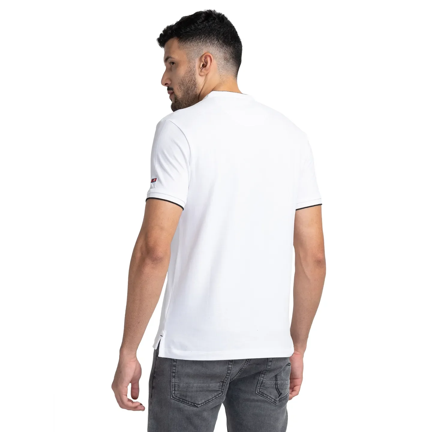 White Regular Fit Men's Polo T-Shirt by Being Human Clothing - Image 3
