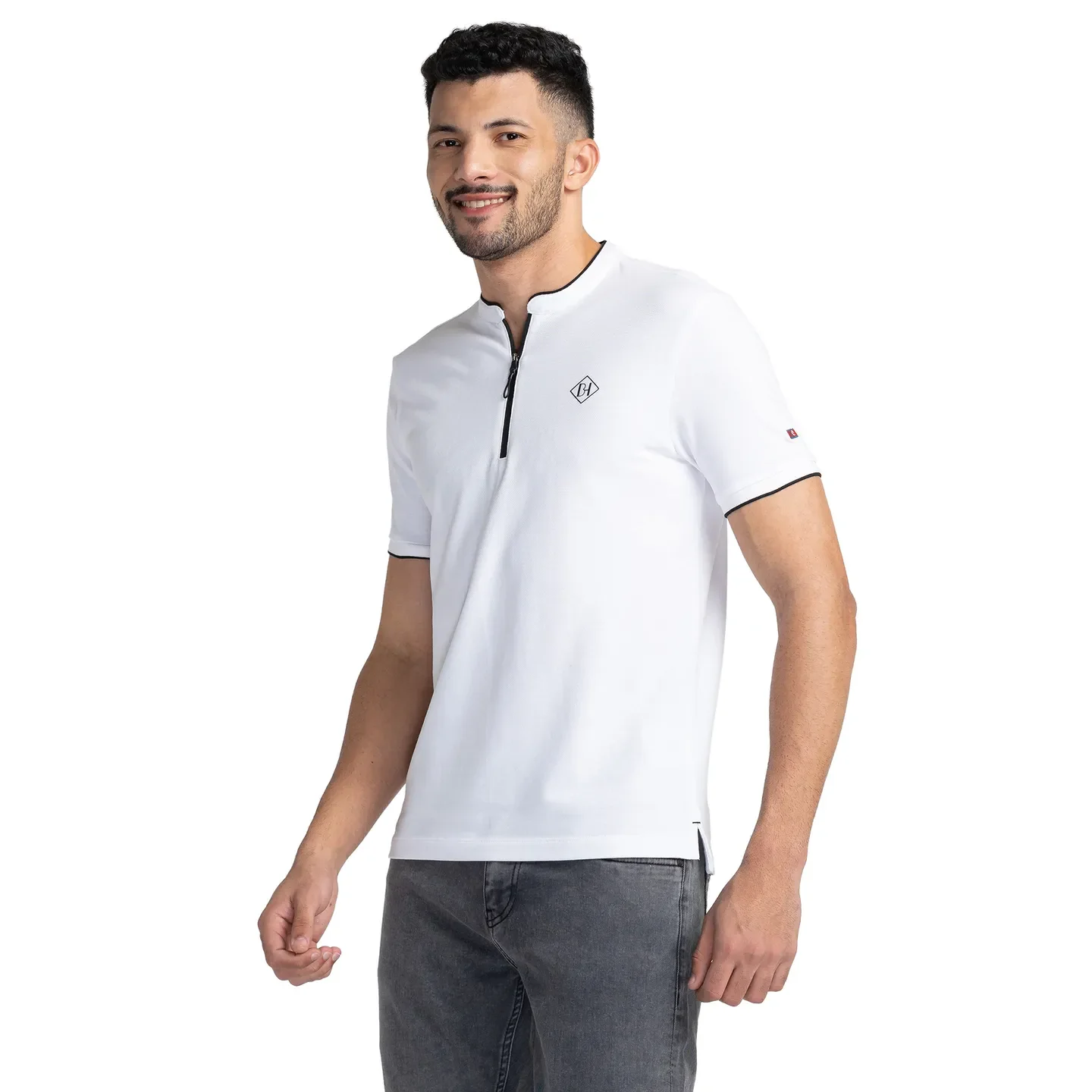 White Regular Fit Men's Polo T-Shirt by Being Human Clothing - Image 4