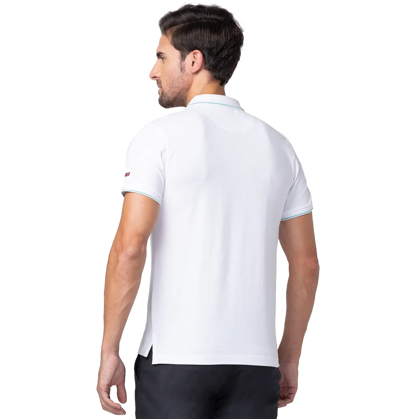 White Regular Fit Men's Polo T-Shirt by Being Human Clothing - Image 3