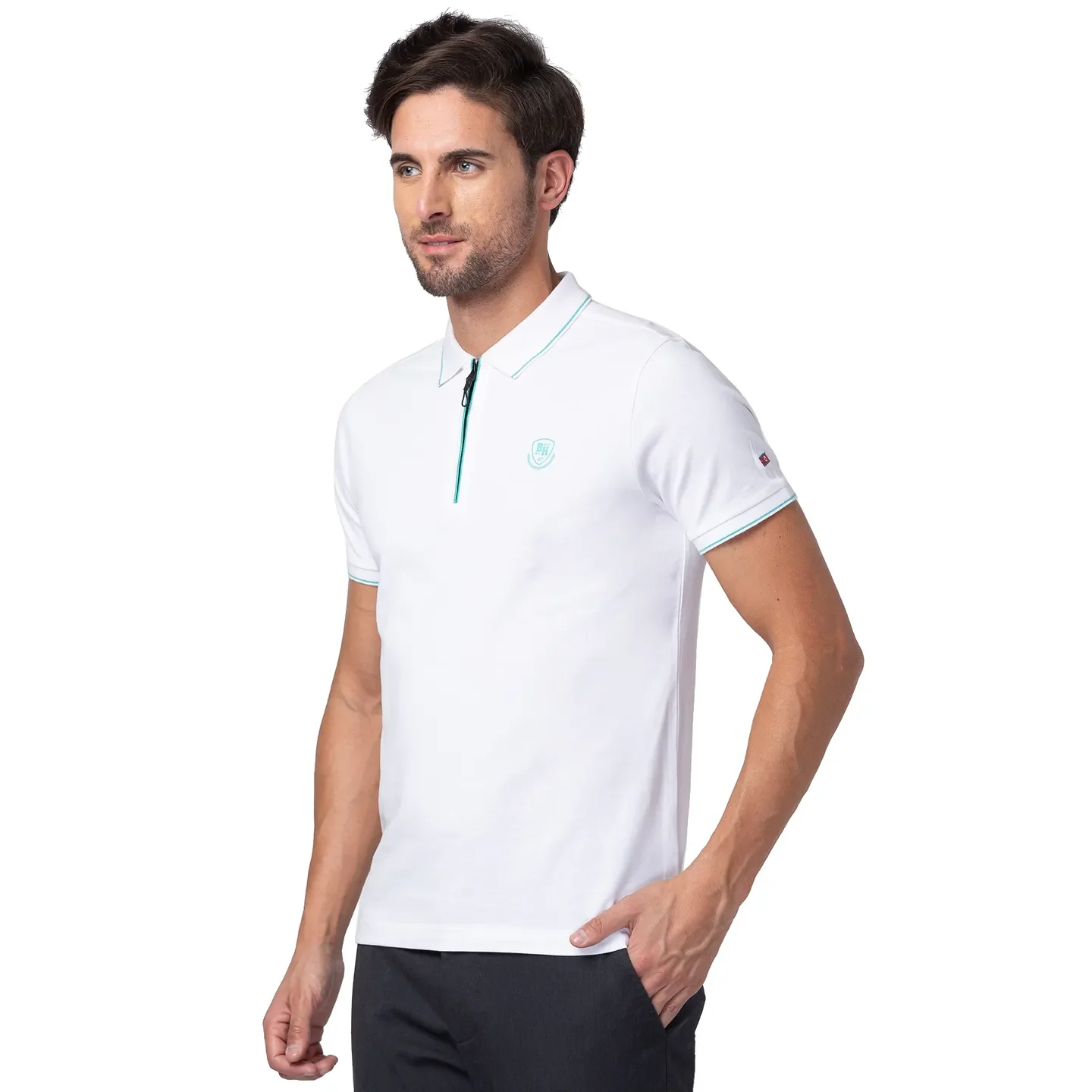 White Regular Fit Men's Polo T-Shirt by Being Human Clothing - Image 4