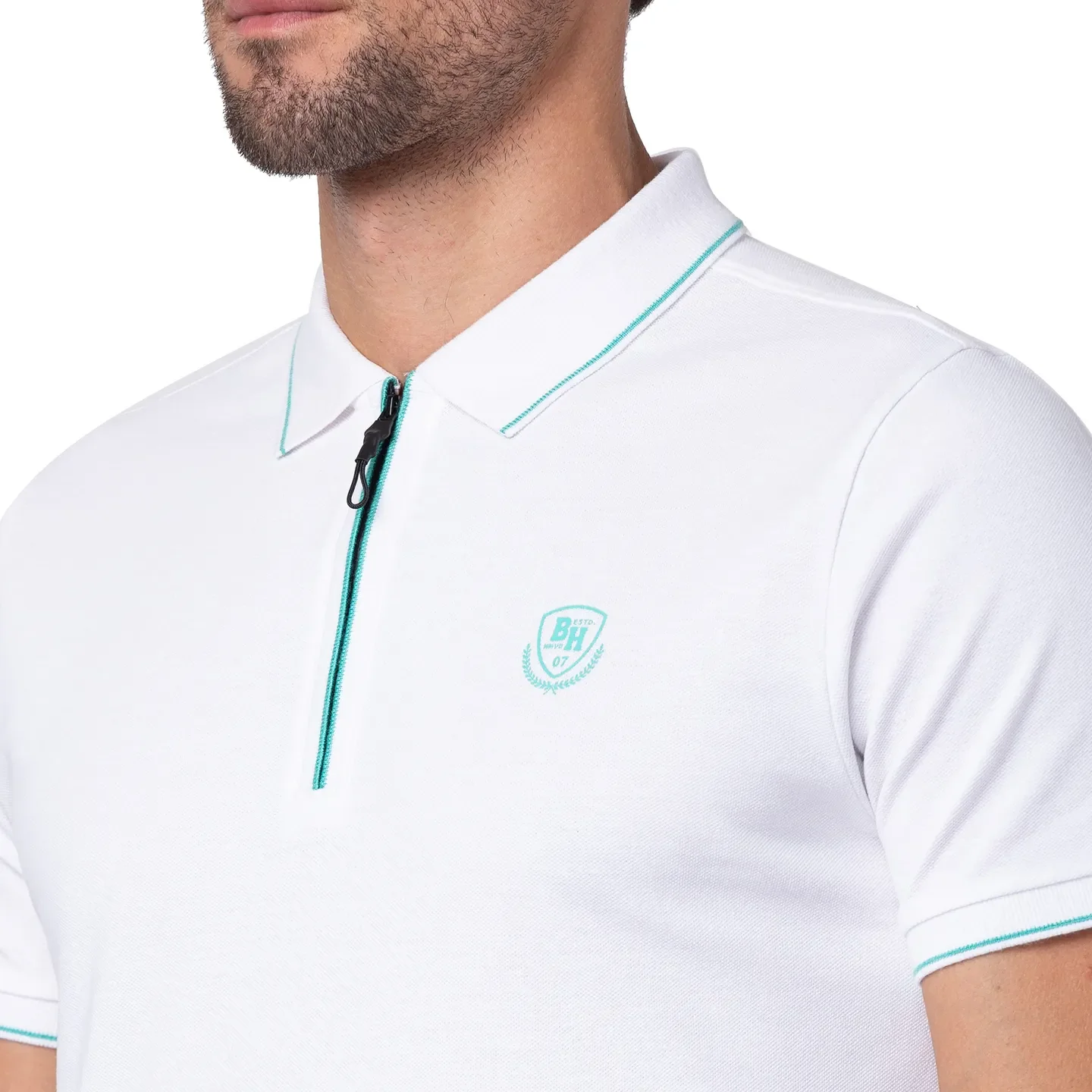 White Regular Fit Men's Polo T-Shirt by Being Human Clothing - Image 5