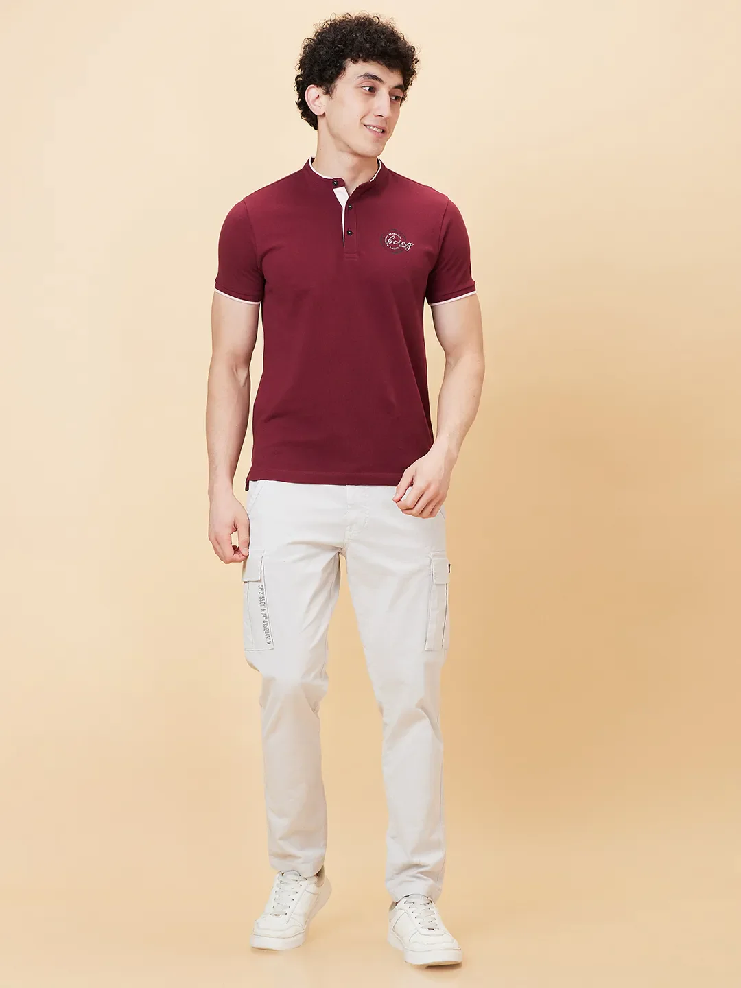 Red Regular Fit Men's Polo T-Shirt by Being Human Clothing