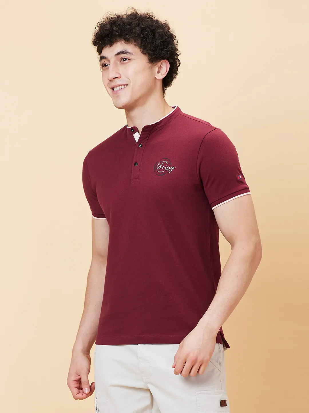 Red Regular Fit Men's Polo T-Shirt by Being Human Clothing - Image 2