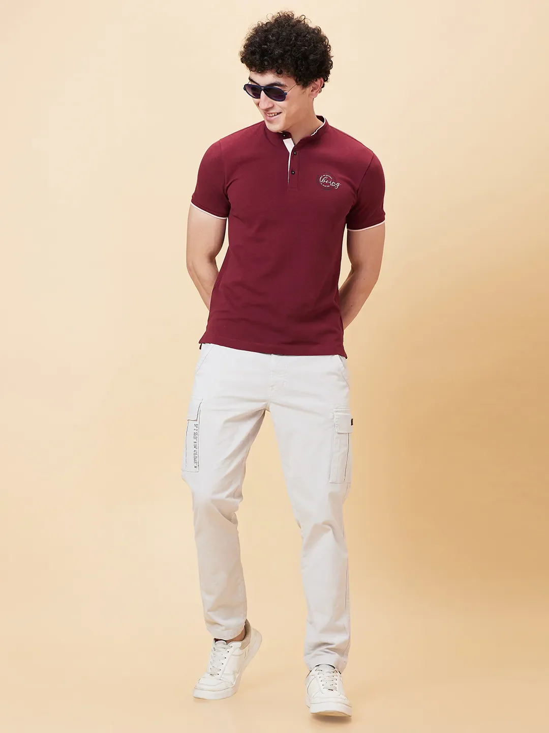 Red Regular Fit Men's Polo T-Shirt by Being Human Clothing - Image 5