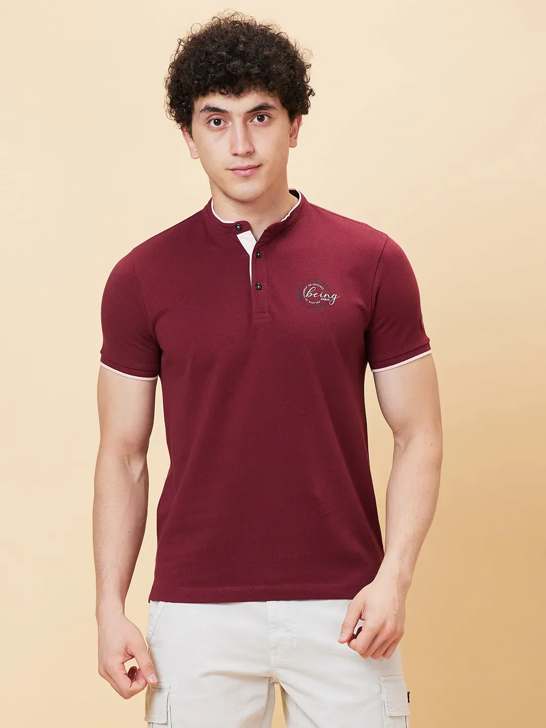 Red Regular Fit Men's Polo T-Shirt by Being Human Clothing - Image 6