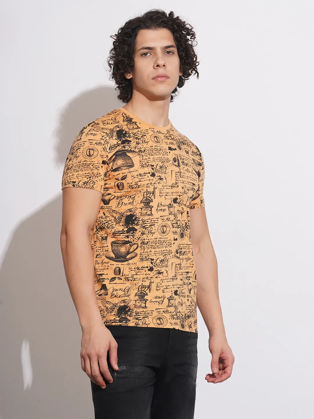 Beige Regular Fit Men's Short Sleeves T-Shirt by Being Human Clothing - Image 2