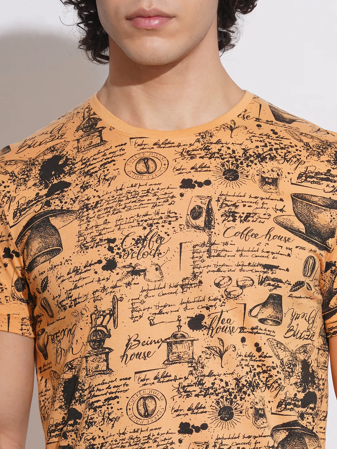 Beige Regular Fit Men's Short Sleeves T-Shirt by Being Human Clothing - Image 5