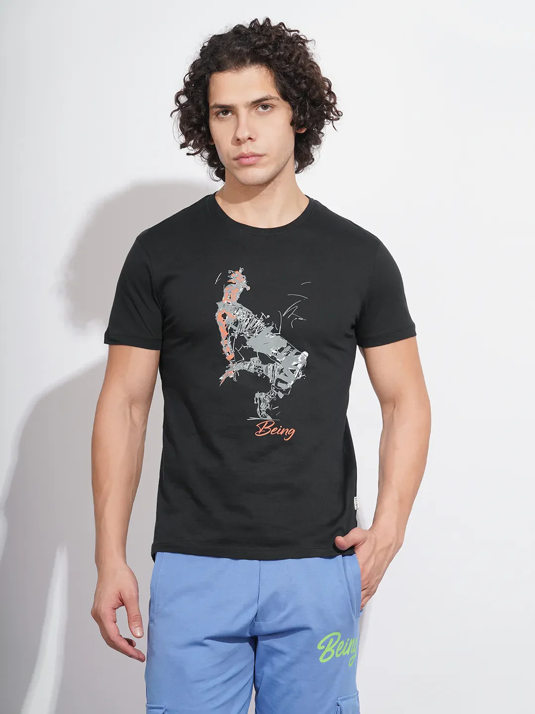 Black Regular Fit Men's T-Shirt by Being Human Clothing