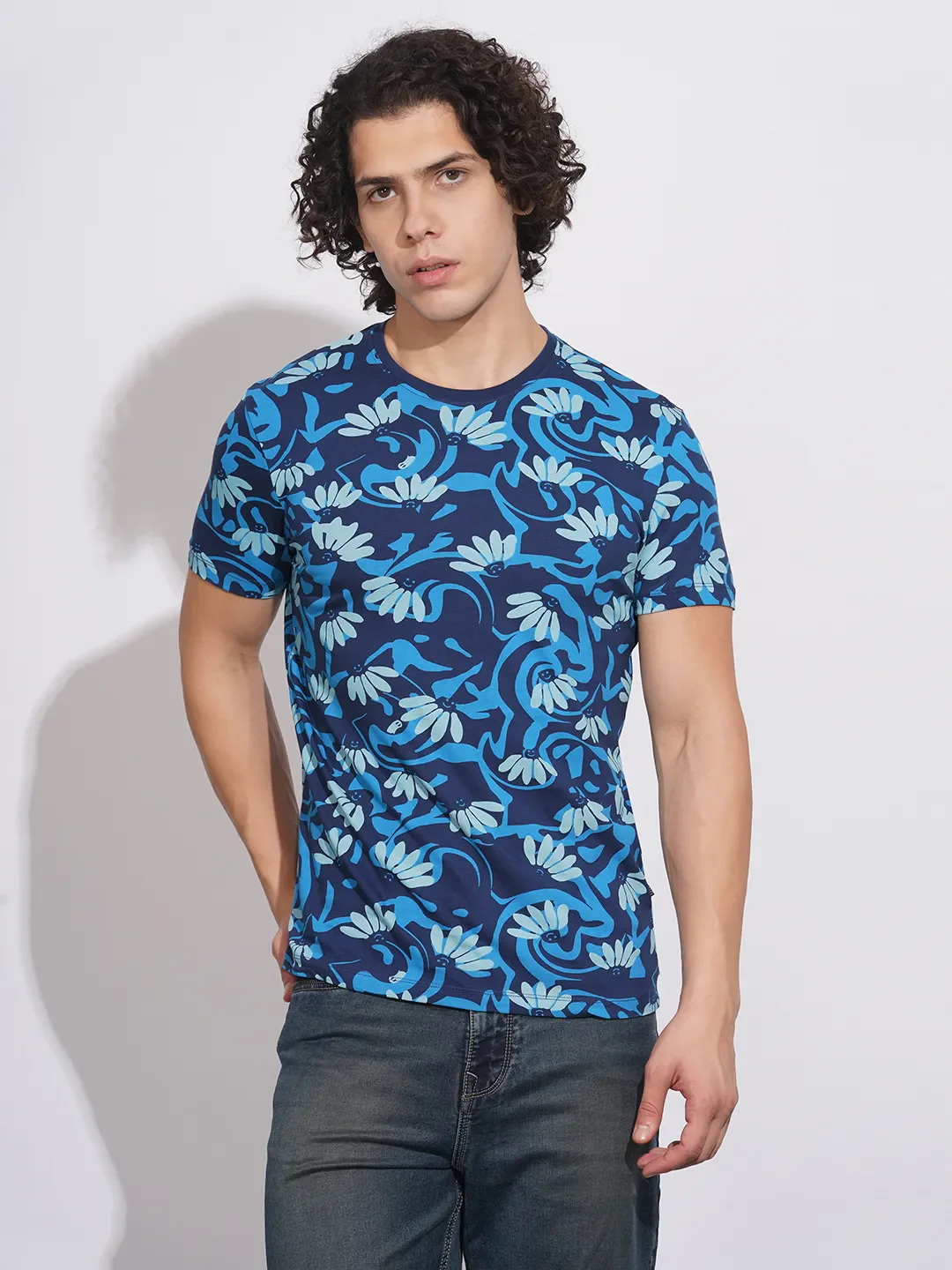 Blue Regular Fit Men's Short Sleeves T-Shirt by Being Human Clothing