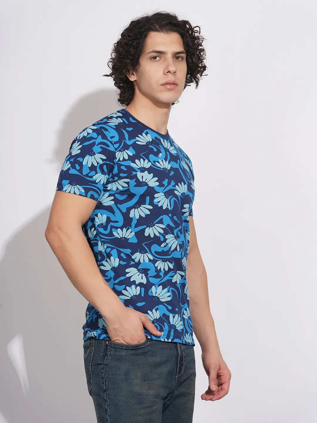 Blue Regular Fit Men's Short Sleeves T-Shirt by Being Human Clothing - Image 2